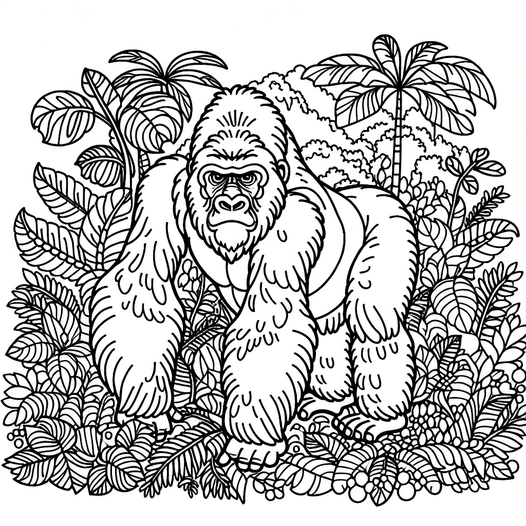 Jungle Adventurer Gorilla Coloring Page 1 Gorilla jungle coloring page