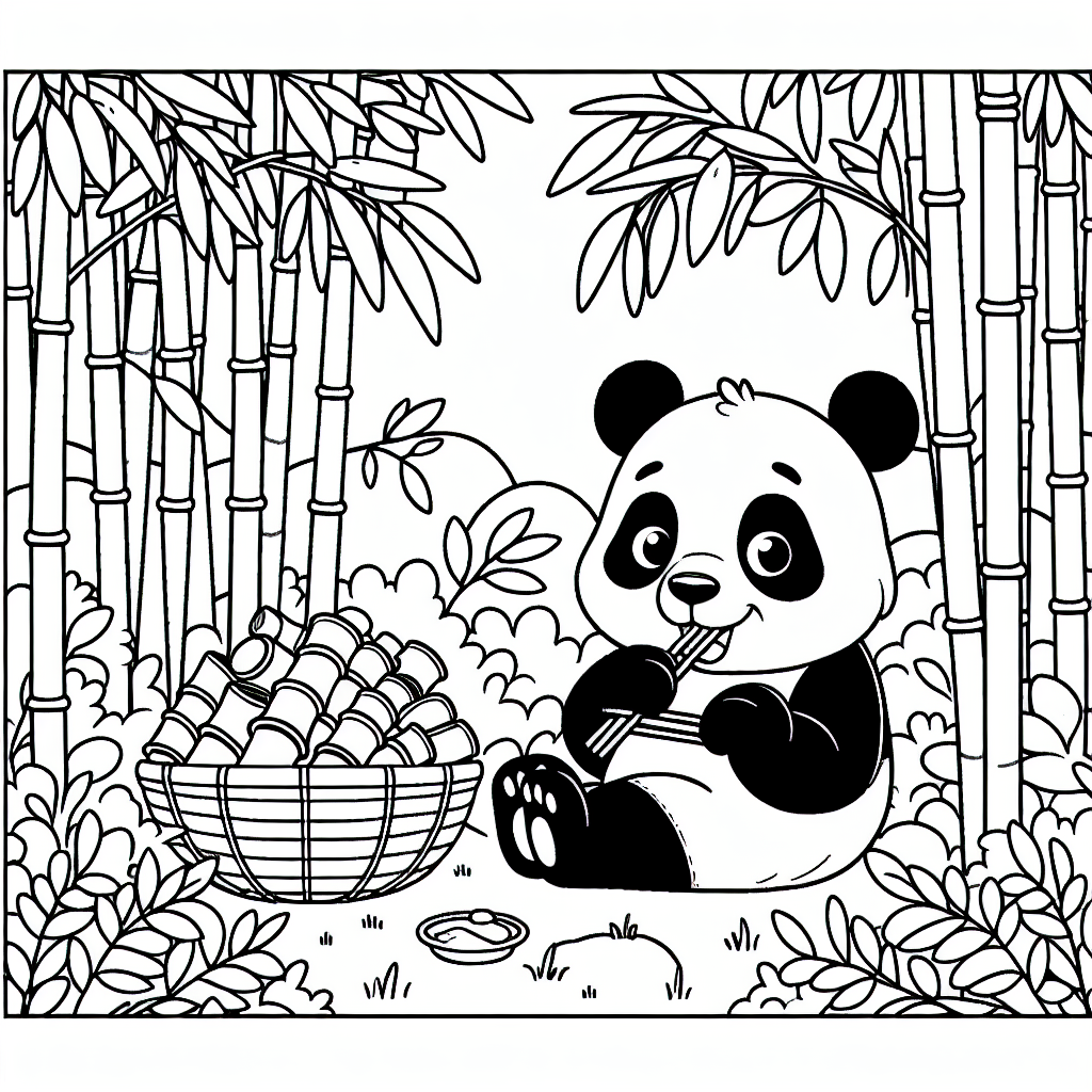 Coloring Fun with Our Panda in Bamboo Forest Template! 1 Panda bamboo forest coloring page