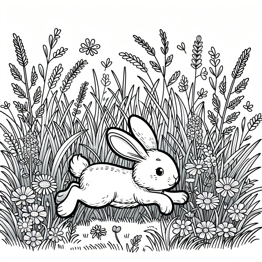 Hop Into Fun with Our Rabbit Meadow Coloring Page! 1 RabbitMeadowColoringPage
