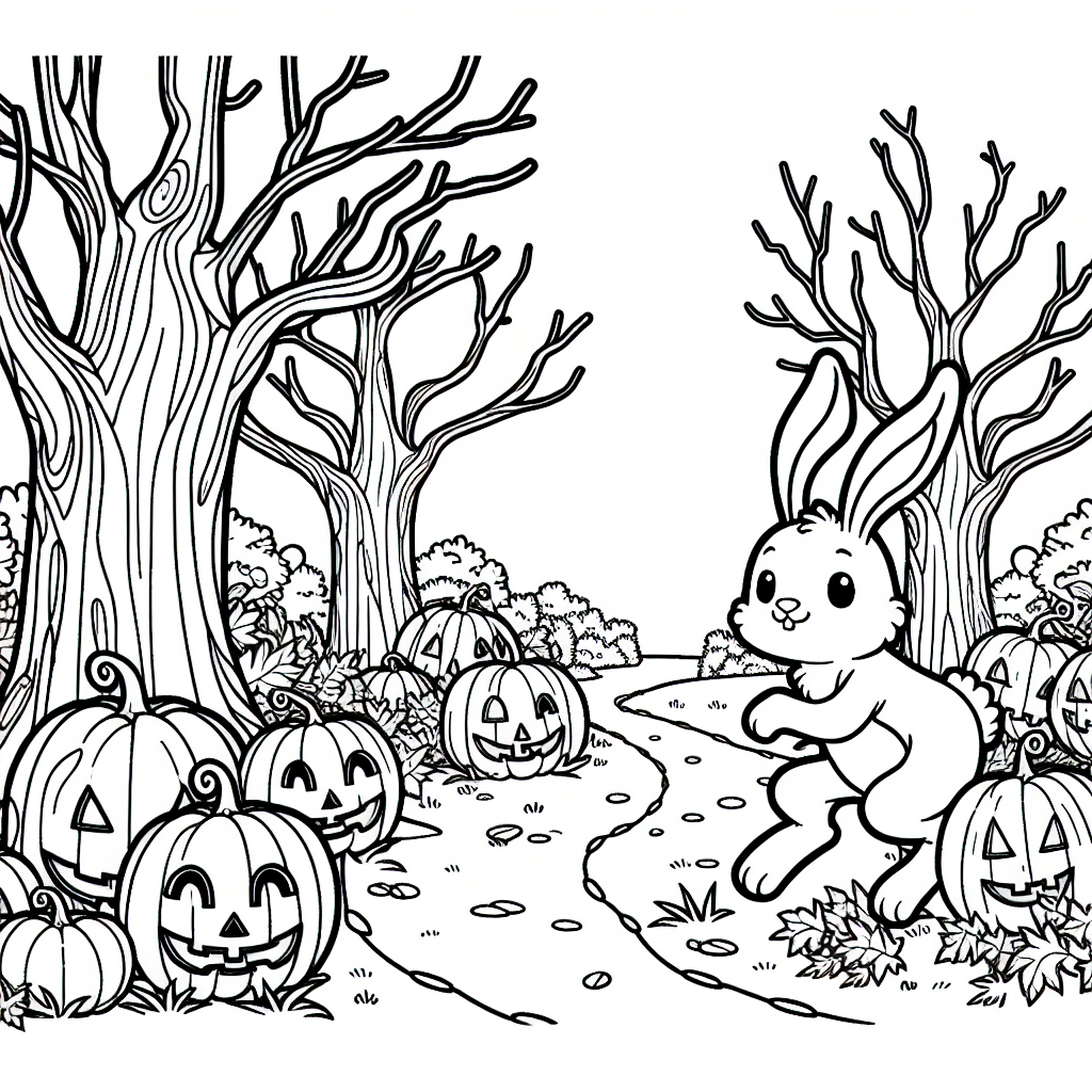 Hop into Halloween with Our Fun Rabbit Coloring Page 1 Rabbit Halloween Spooky Trail Template