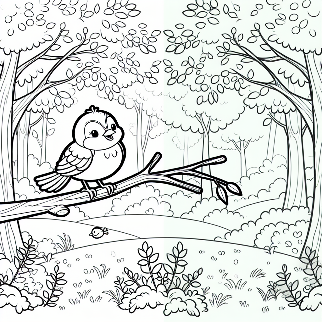 Chirping Sparrow Coloring Page Adventure in the Forest 1 SparrowPeacefulForestClearing