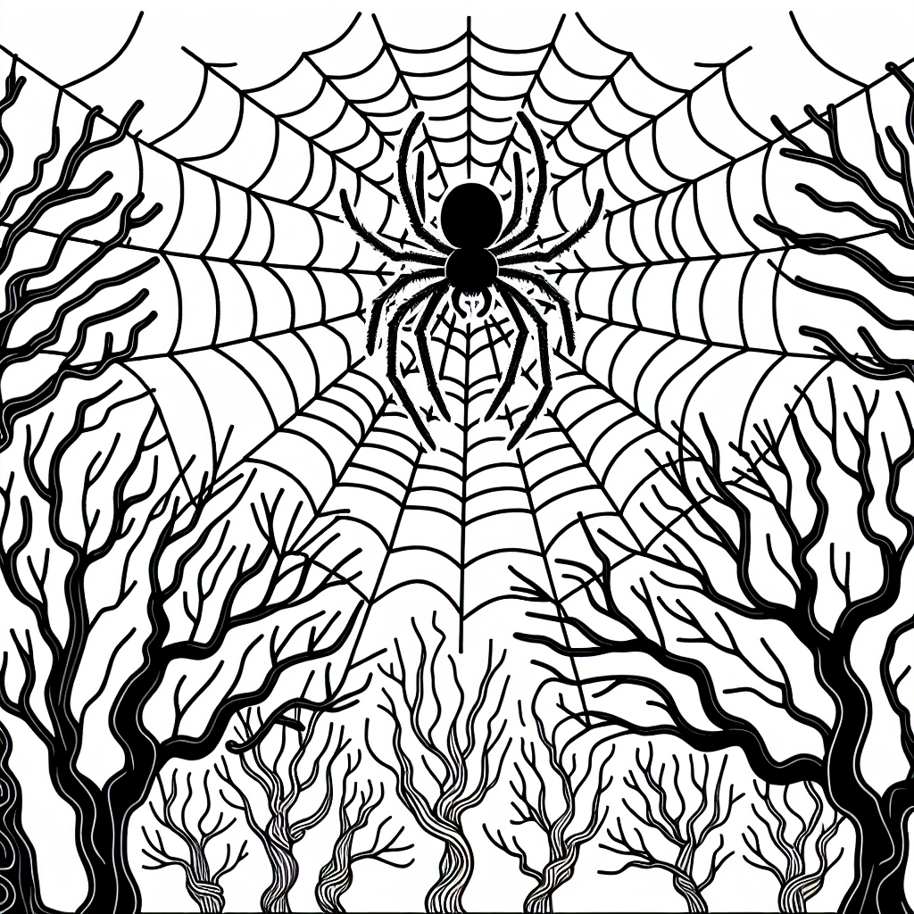 Creepy Crawler Fun with our Spider Web Spooky Branches Coloring Page 1 SpiderWebSpookyBranchesColoringPage